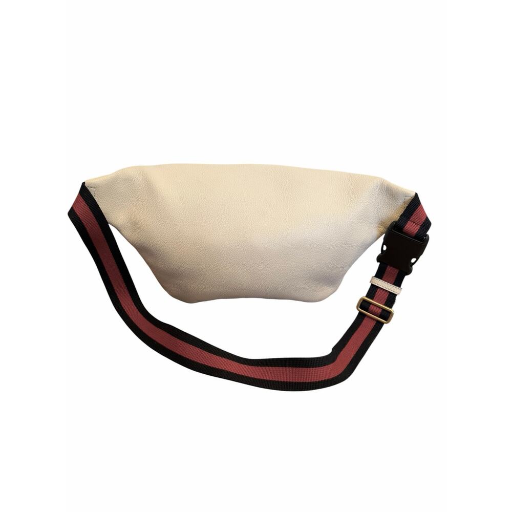 Authentic Gucci Print Leather Belt Bag White Logo Web Stripe Crossbody - Picture 4 of 11
